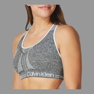 Calvin Klein Ladies Heather Grey & White Reversible Racerback Sports Bra